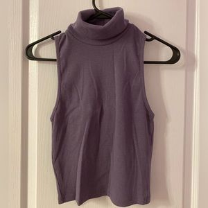 ZARA sleeveless cropped ribbed purple turtleneck size medium NWT